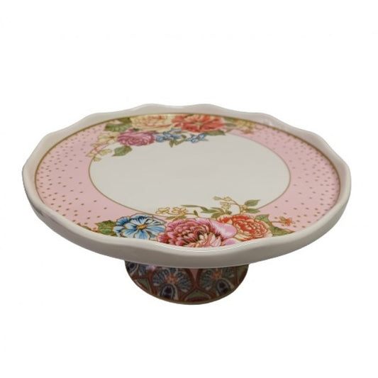 Τουρτιέρα με Καπάκι 'Λουλούδια' Πορσελάνινη/Γυάλινη Πολύχρωμη 22x22x21