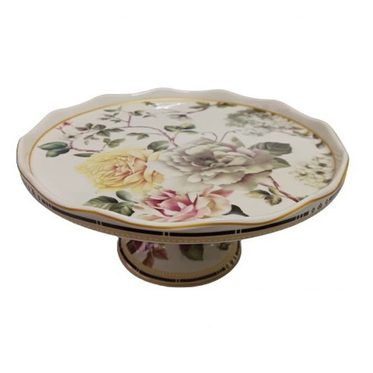 Τουρτιέρα με Καπάκι 'Λουλούδια' Πορσελάνινη/Γυάλινη Πολύχρωμη 22x22x21