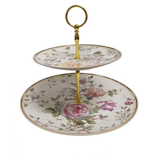 Τουρτιέρα 2όροφη Πορσελάνινη Πολύχρωμη 24x24x27