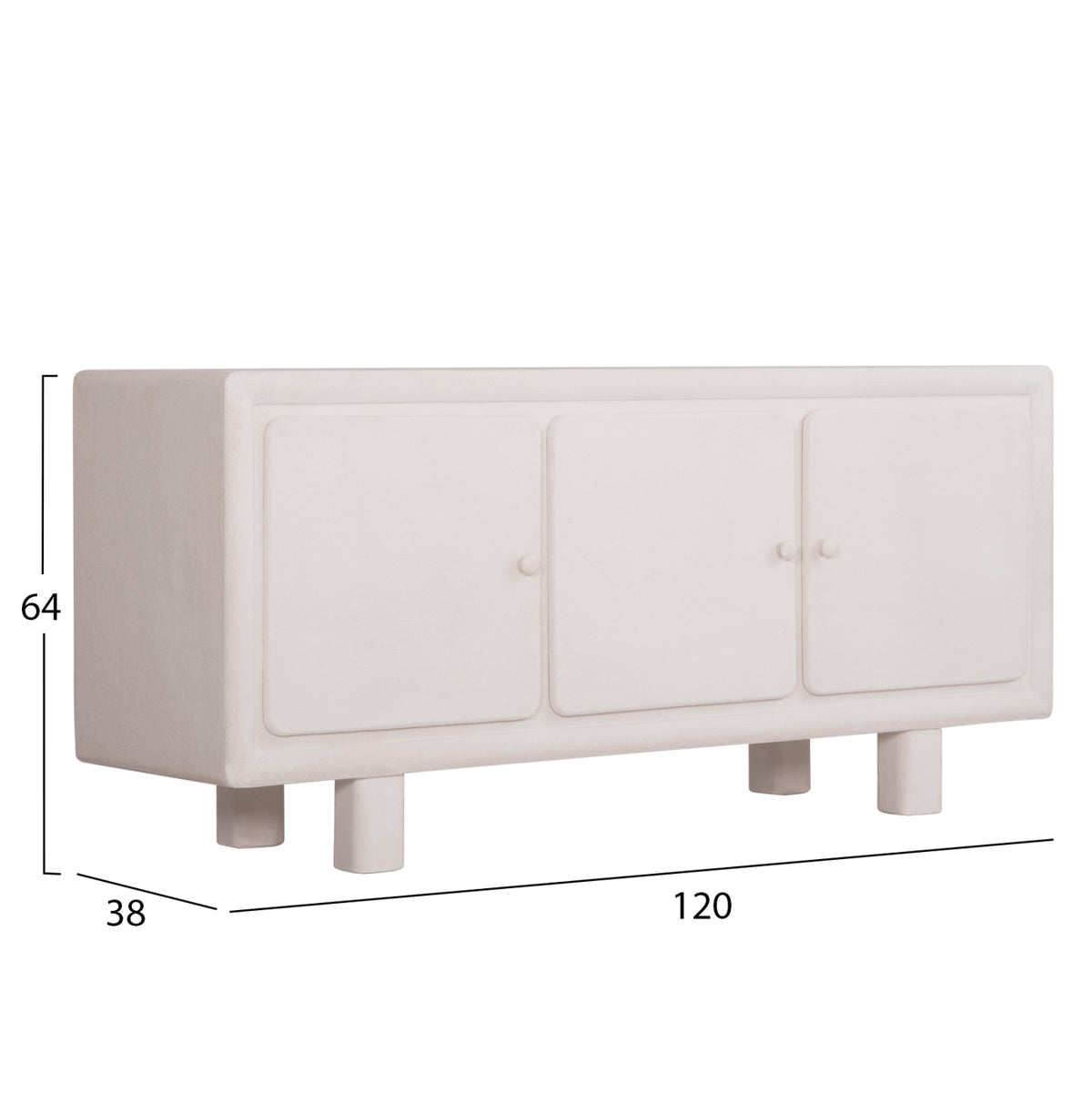 ΜΠΟΥΦΕΣ SANTORINI MDF ΣΕ ΥΠΟΛΕΥΚΟ ΧΡΩΜΑ 3 ΠΟΡΤΕΣ 140x38x64