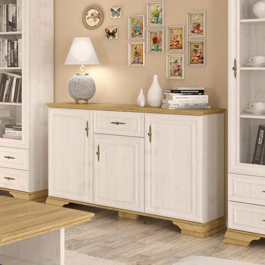 Μπουφές Jaden Golden Oak-Λευκό Antique 137,5x39x88,5
