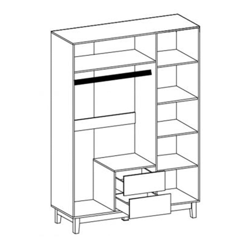 Ντουλάπα Awell Τρίφυλλη Sonoma-Λευκό 153.5x54.5x216
