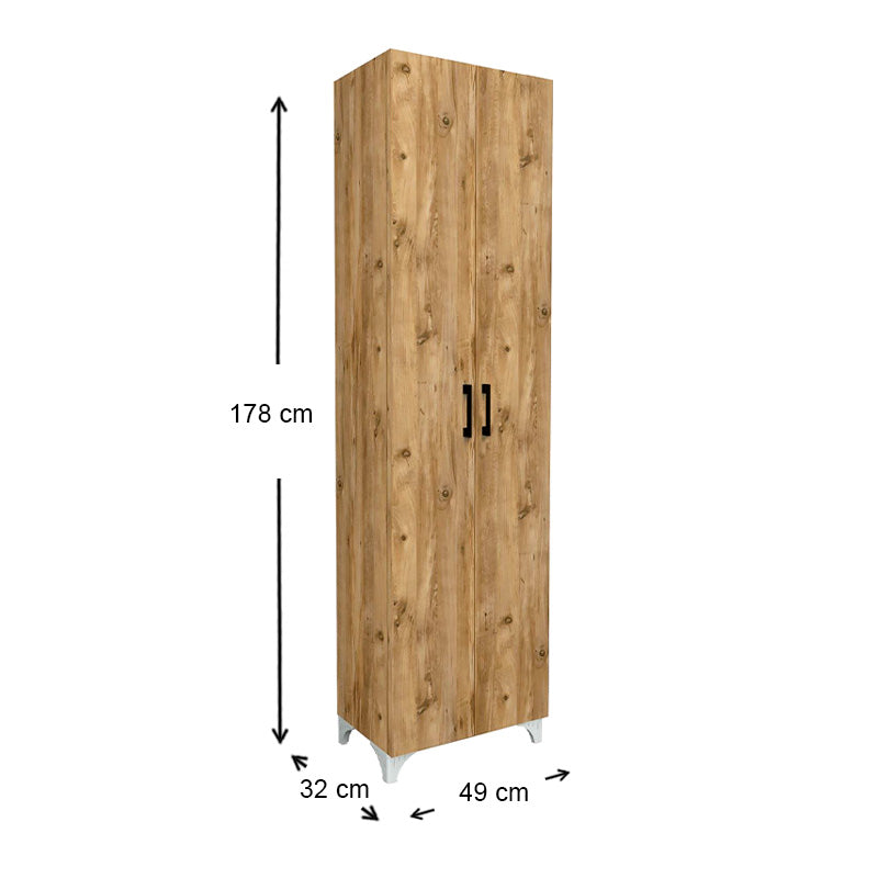 Ντουλάπα - Παπουτσοθήκη Μελαμίνης Lilly Χρώμα Pine Oak 49x32x178