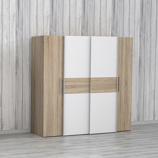 Ντουλάπα Ρούχων Closet Τετράφυλλη Sonoma Oak-Λευκό Μελαμίνης 200x61.5x190.5