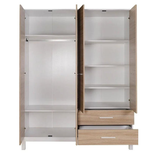 Ντουλάπα Ρούχων London Τετράφυλλη Χρώμα Oak - Λευκό 159x52x202
