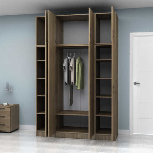 Ντουλάπα Ρούχων Vivian Τετράφυλλη με Πατάρι Χρώμα Καρυδί 160x51,8x240