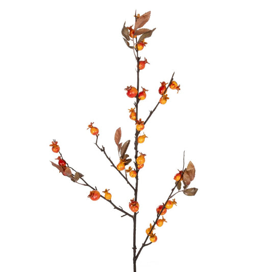 ORANGE BERRIES FRUIT BRANCH 21444 Τεχνητό Διακοσμητικό Κλαδί Πορτοκαλί Γκί Y94cm