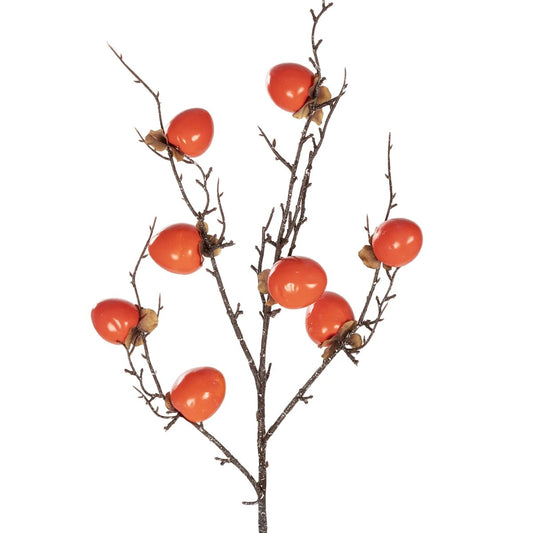 ORANGE PERSIMMON FRUIT BRANCH 21438 Τεχνητό Διακοσμητικό Πορτοκαλί Κλαδί Λωτός Y83cm