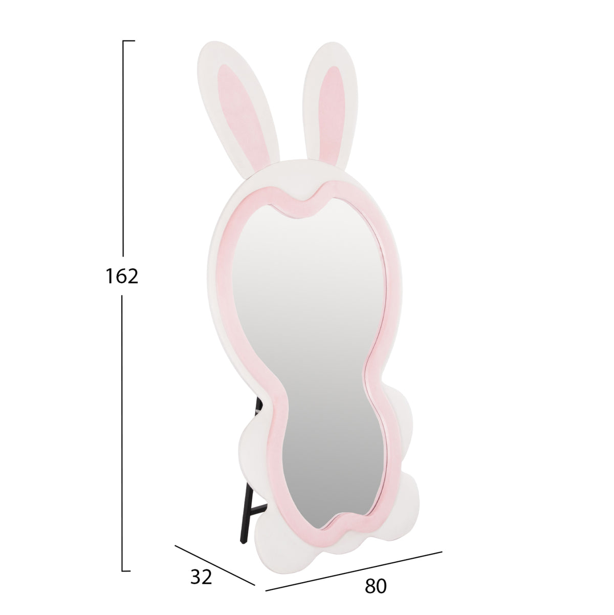 ΠΑΙΔΙΚΟΣ ΚΑΘΡΕΦΤΗΣ ΔΑΠΕΔΟΥ BUNNY MDF ΡΟΖ & ΛΕΥΚΟ ΜΑΥΡΟ STAND 80x162εκ