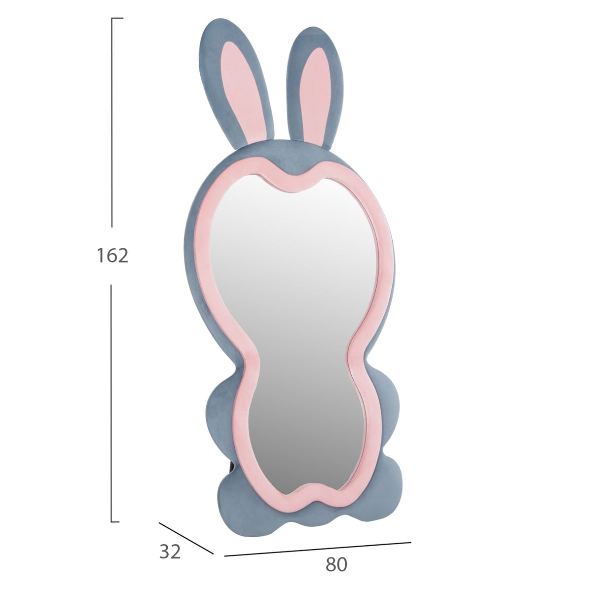 ΠΑΙΔΙΚΟΣ ΚΑΘΡΕΦΤΗΣ ΔΑΠΕΔΟΥ BUNNY MDF ΡΟΖ & ΜΠΛΕ ΜΑΥΡΟ STAND 80x162εκ