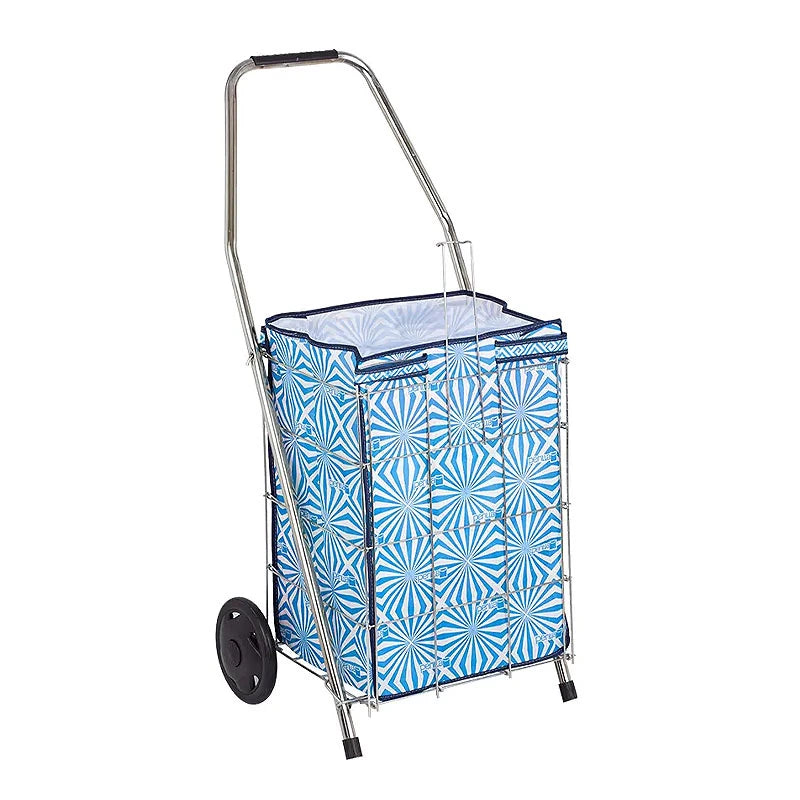 Καρότσι Λαϊκής Mini Μεταλλικό Πτυσσόμενο Χρώμα Ασημί 48 Λίτρα 35x28x92