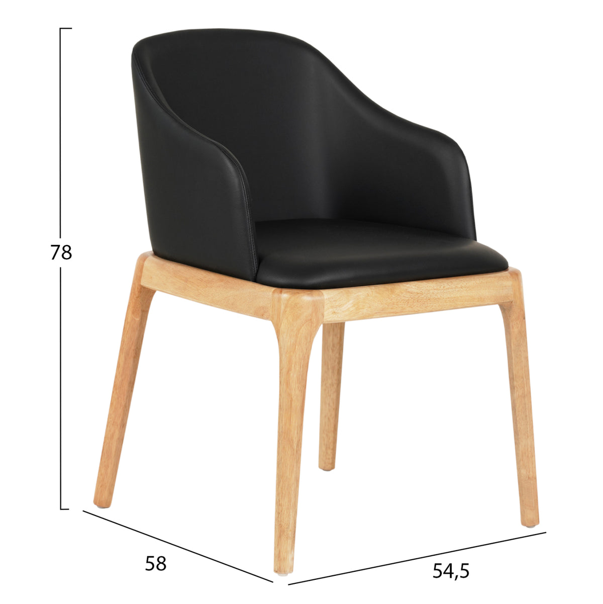 ΠΟΛΥΘΡΟΝΑ ΤΡΑΠΕΖΑΡΙΑΣ FURLAN RUBBERWOOD ΣΕ ΟΑΚ ΜΑΥΡΟ PU 54,5x58x78