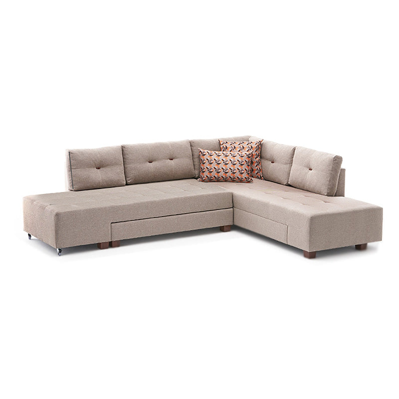 Γωνιακός Καναπές - Κρεβάτι Manama Δεξιά Γωνία Υφασμάτινος Χρώμα Κρεμ 280X206X85