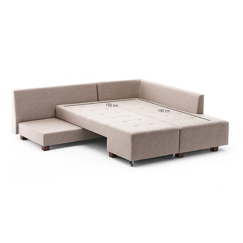 Γωνιακός Καναπές - Κρεβάτι Manama Δεξιά Γωνία Υφασμάτινος Χρώμα Κρεμ 280X206X85