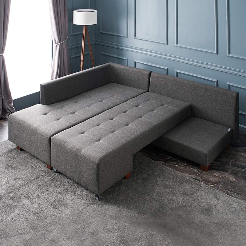 Γωνιακός Καναπές - Κρεβάτι Manama Αριστερή Γωνία Υφασμάτινος Χρώμα Ανθρακί 280X206X85