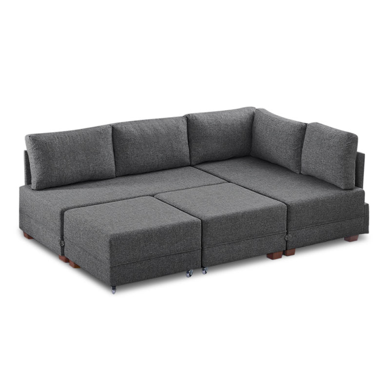 Γωνιακός Καναπές - Κρεβάτι Fly Δεξιά Γωνία Υφασμάτινος Χρώμα Ανθρακί 280X210X80