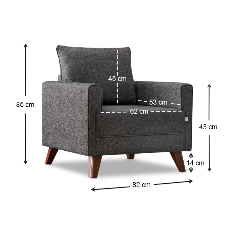 Πολυθρόνα Bella Υφασμάτινη Χρώμα Ανθρακί 82x81x85