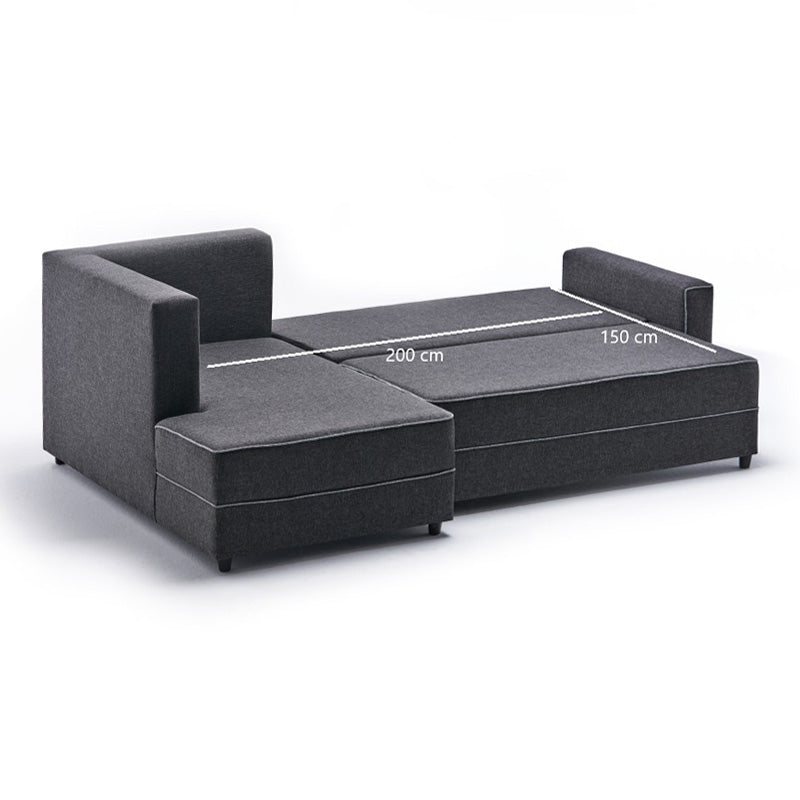 Γωνιακός Καναπές - Κρεβάτι Ece Αριστερή Γωνία Υφασμάτινος Με Αποθηκευτικό Χώρο Χρώμα Ανθρακί 242X160X88