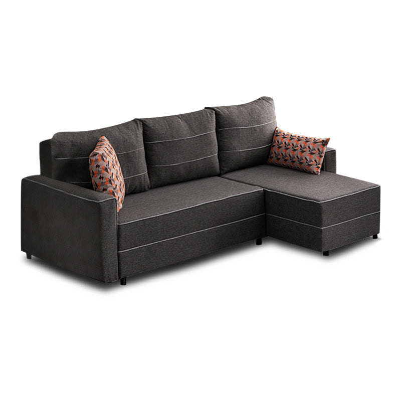 Γωνιακός Καναπές - Κρεβάτι Ece Δεξιά Γωνία Υφασμάτινος Με Αποθηκευτικό Χώρο Χρώμα Ανθρακί 242X150X88