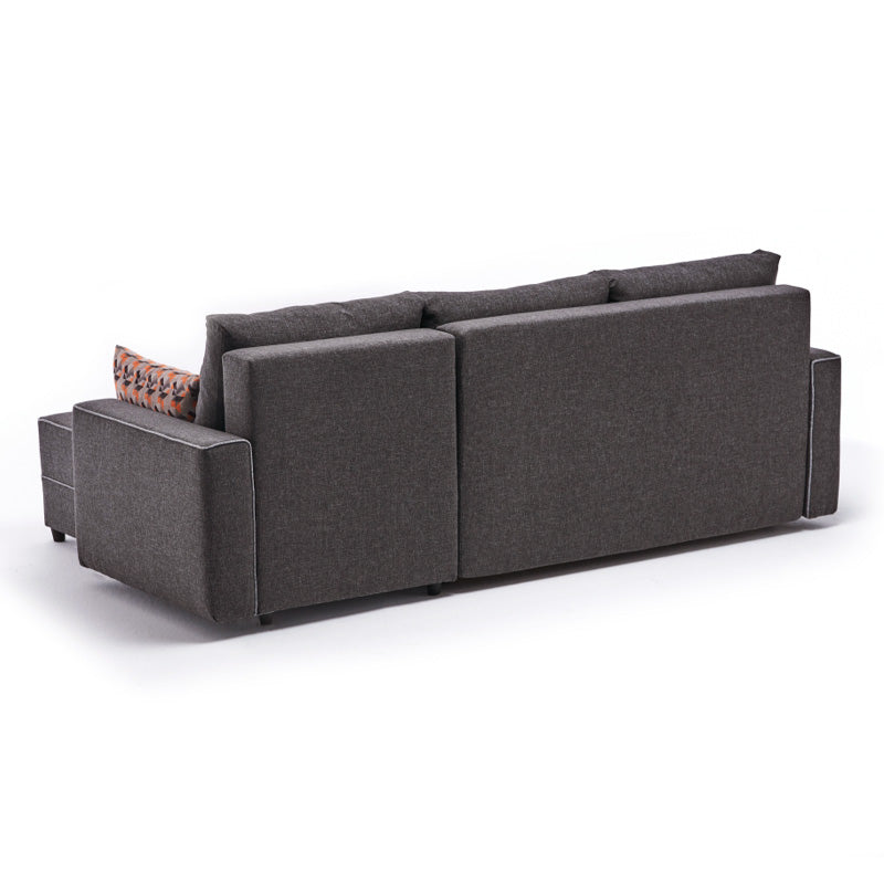 Γωνιακός Καναπές - Κρεβάτι Ece Δεξιά Γωνία Υφασμάτινος Με Αποθηκευτικό Χώρο Χρώμα Ανθρακί 242X150X88