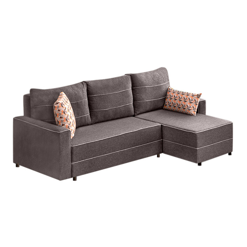 Γωνιακός Καναπές - Κρεβάτι Ece Δεξιά Γωνία Υφασμάτινος Με Αποθηκευτικό Χώρο Χρώμα Καφέ 242X150X88