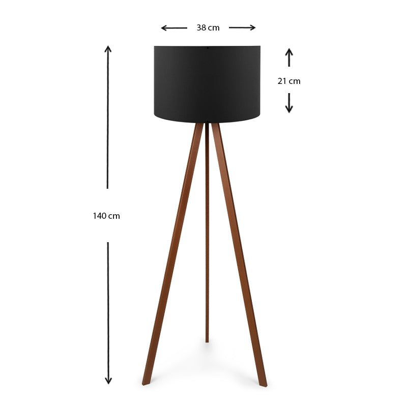 Φωτιστικό Δαπέδου Rosling MDF/Ύφασμα PVC Χρωμα Καρυδί/Μαύρο 38x21x140