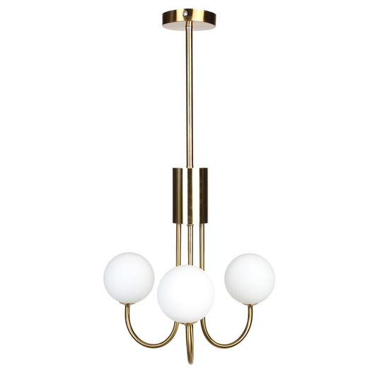 Φωτιστικό Κρεμαστό 3 x G9 Φ42x75 εκ. Gold Brass με Γυάλινες Μπάλες