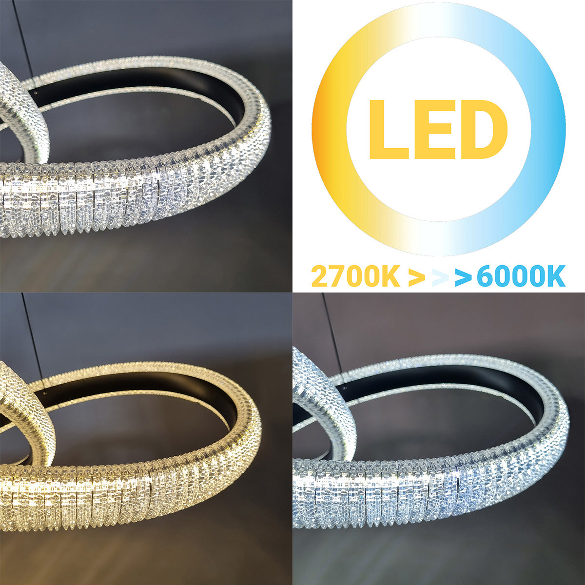 Φωτιστικό Κρεμαστό Μεταλλικό LED 52W 48x45x24 εκ. Μαύρο με Ακρυλικό