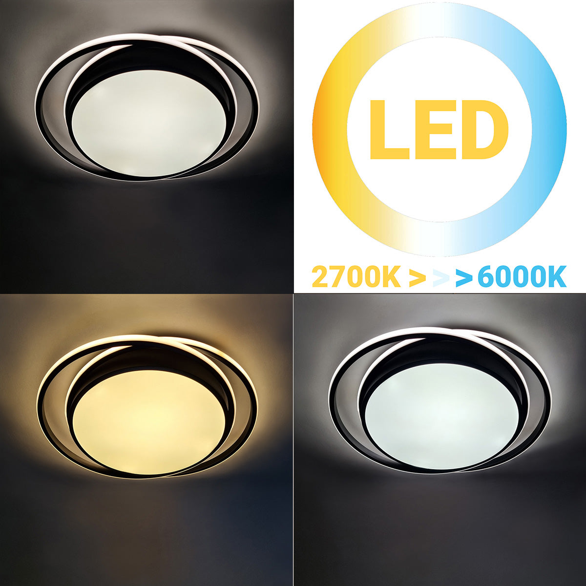 Φωτιστικό Οροφής LED 63W 52x49x6 εκ. Μαύρο με Controller