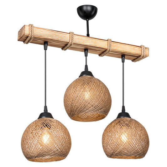 Φωτιστικό Οροφής Τρίφωτο Fiona Ε27 Καρυδί-Μπεζ 50x20x63