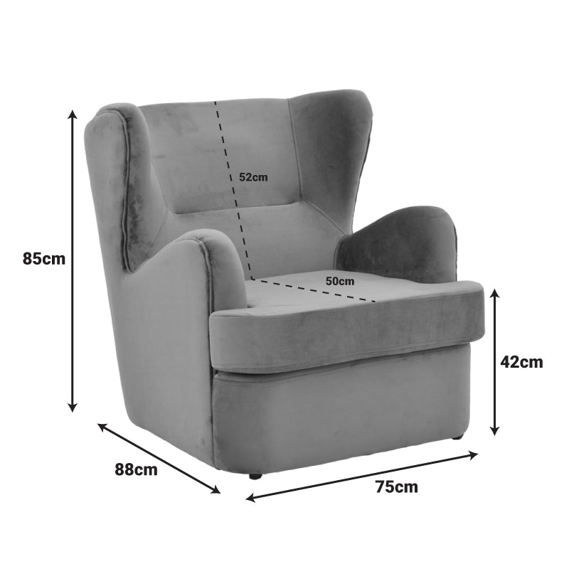 Πολυθρόνα Regalo Βελούδο σε Λευκή Απόχρωση 75x88x85