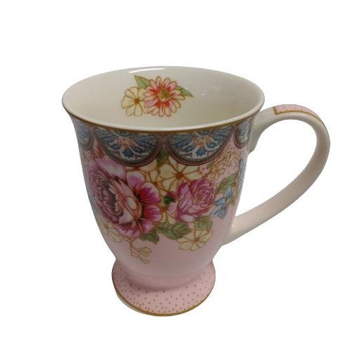 Πορσελάνινη Κούπα Pink with Flowers Image 380ml