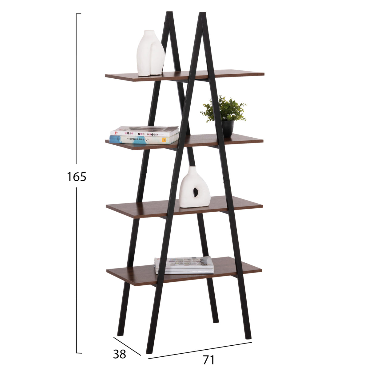 ΡΑΦΙΕΡΑ STAM ΜΑΥΡΟΣ ΜΕΤΑΛΛΙΚΟΣ ΣΚΕΛΕΤΟΣ ΜΕΛΑΜΙΝΗ ΚΑΡΥΔΙ 71x38x165