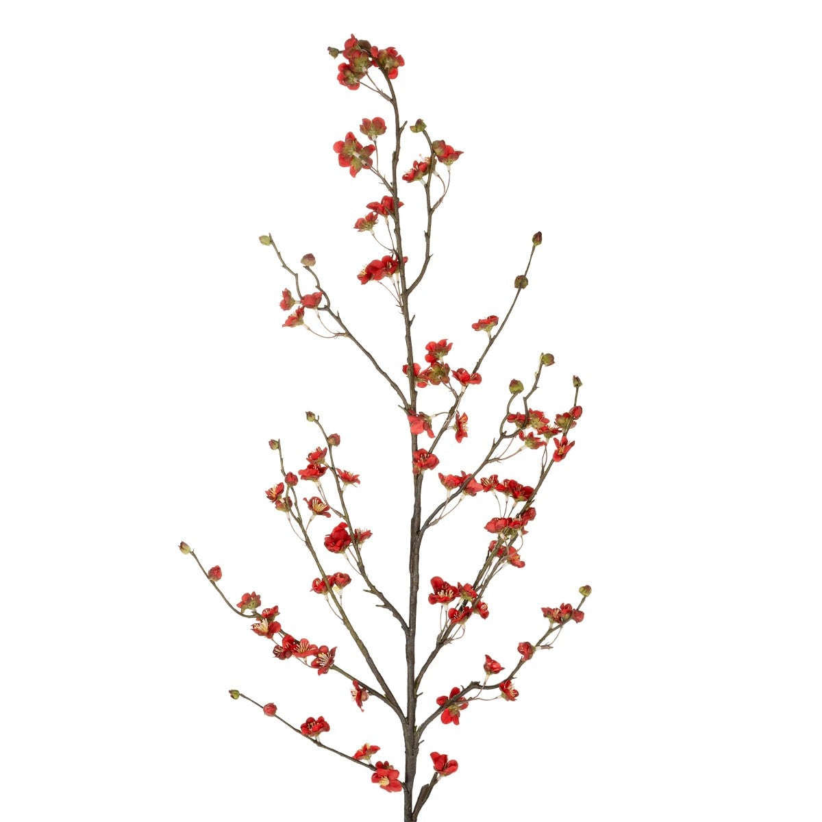 RED CHERRY BLOSSOM BRANCH 21455 Τεχνητό Διακοσμητικό Κλαδί Κόκκινης Κερασίας Y110cm