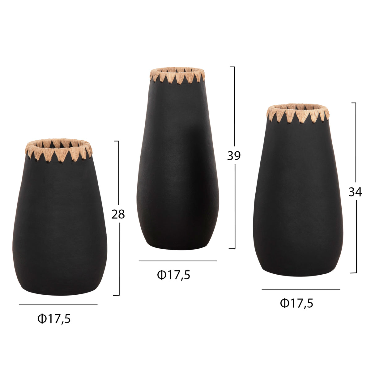 ΣΕΤ 3 ΤΜΧ ΔΙΑΚΟΣΜΗΤΙΚΑ ΒΑΖΑ ΤΕΡΑΚΟΤΑ ΣΕ ΜΑΥΡΟ ΜΕ ΠΛΕΞΗ ΨΑΘΑΣ ΣΤΟ ΣΤΟΜΙΟ