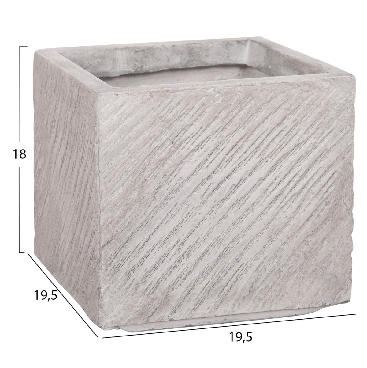 ΣΕΤ 4 ΤΜΧ ΓΛΑΣΤΡΕΣ ΤΕΤΡΑΓΩΝΕΣ GARDENER FIBERCLAY ΓΚΡΙ CEMENT 37x37x32