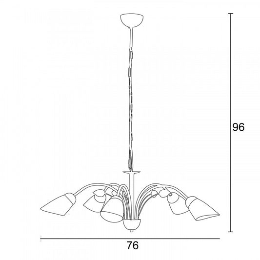 Φωτιστικό Πολύφωτο 5φ Μέταλλο Ασημί/Γυαλί Ε14