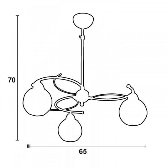Φωτιστικό Πολύφωτο 3φ Μέταλλο Χρώμιο/Γυαλί Ε27