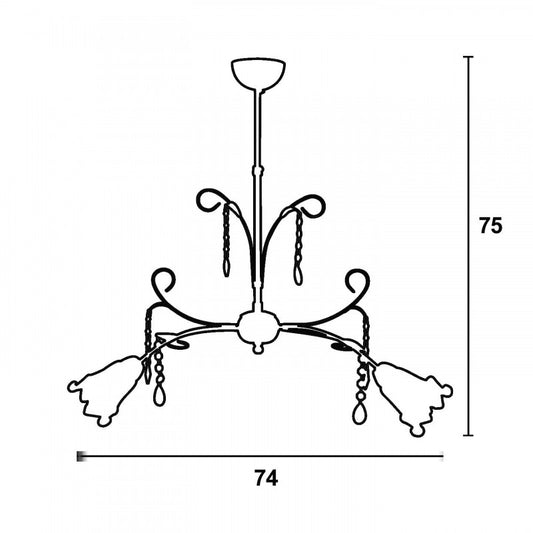 Φωτιστικό Πολύφωτο 2φ Μέταλλο Χρώμιο/Γυαλί Ε14