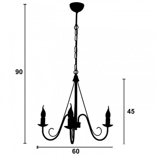 Φωτιστικό Πολύφωτο 3φ Μέταλλο Καφέ Ε14