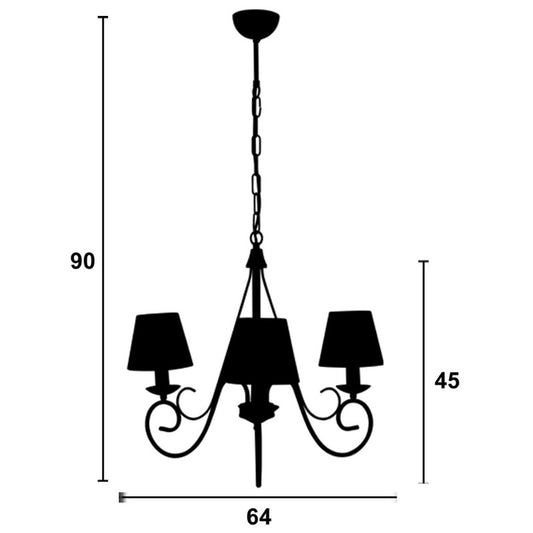 Φωτιστικό Πολύφωτο 3φ Μέταλλο Καφέ με Αμπαζούρ Ε14