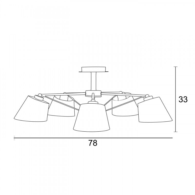 Φωτιστικό Πολύφωτο 5φ Μέταλλο/Αμπαζούρ Λευκό Ε27