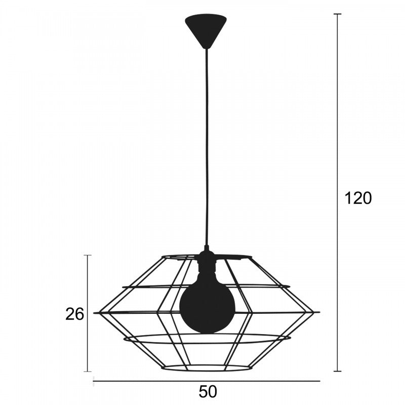 Φωτιστικό Μονόφωτο Πλέγμα Μαύρο Ε27 Φ50