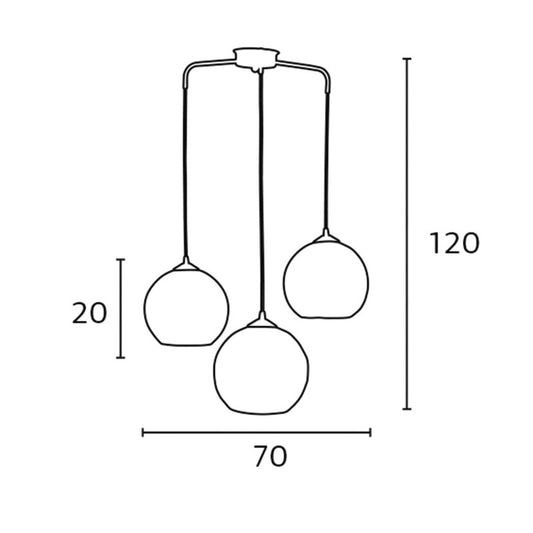 Φωτιστικό Πολύφωτο 3φ Μέταλλο Μαύρο/Μπάλα Σχοινί Ε27