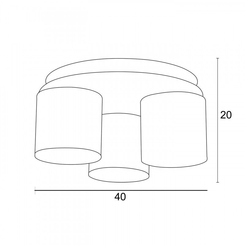 Φωτιστικό Οροφής 3φ Ξύλο/Αμπαζούρ Μόκα Ε27