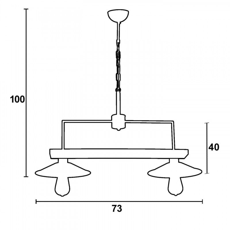 Φωτιστικό Πολύφωτο 2φ Ξύλο/Μέταλλο Μαύρο Ε27