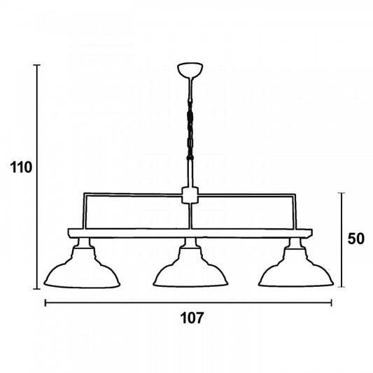 Φωτιστικό Πολύφωτο 3φ Ξύλο/Μέταλλο Σκουριά/Γυαλί Ε27
