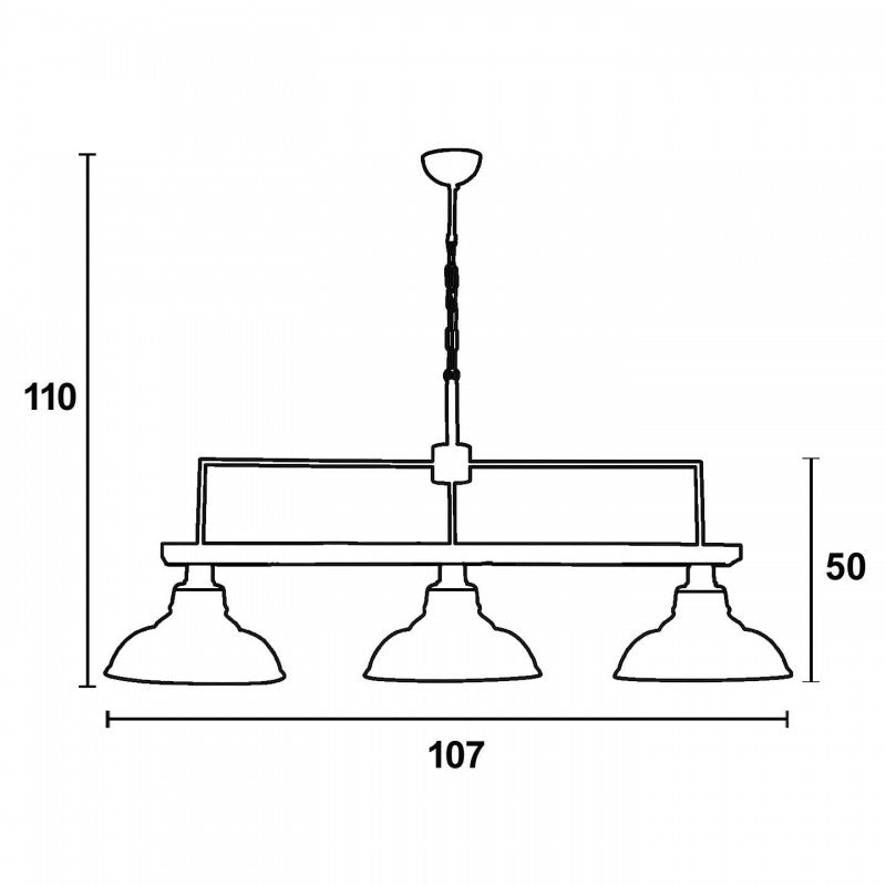Φωτιστικό Πολύφωτο 3φ Ξύλο/Μέταλλο Σκουριά/Γυαλί Ε27