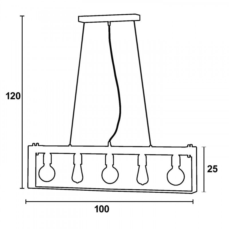Φωτιστικό Πολύφωτο 5φ Ξύλο/Μέταλλο Χαλκός/Πατίνα Μαύρη Ε27