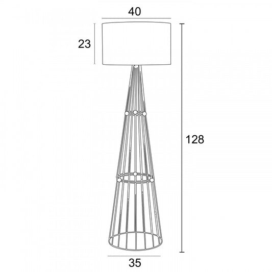 Φωτιστικό Δαπέδου Μέταλλο Μαύρο Αμπαζούρ Μόκα Ε27